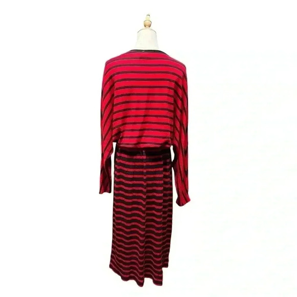 Black and Red Stripes Dress Made in Italy Size 12 - Picture 2 of 9